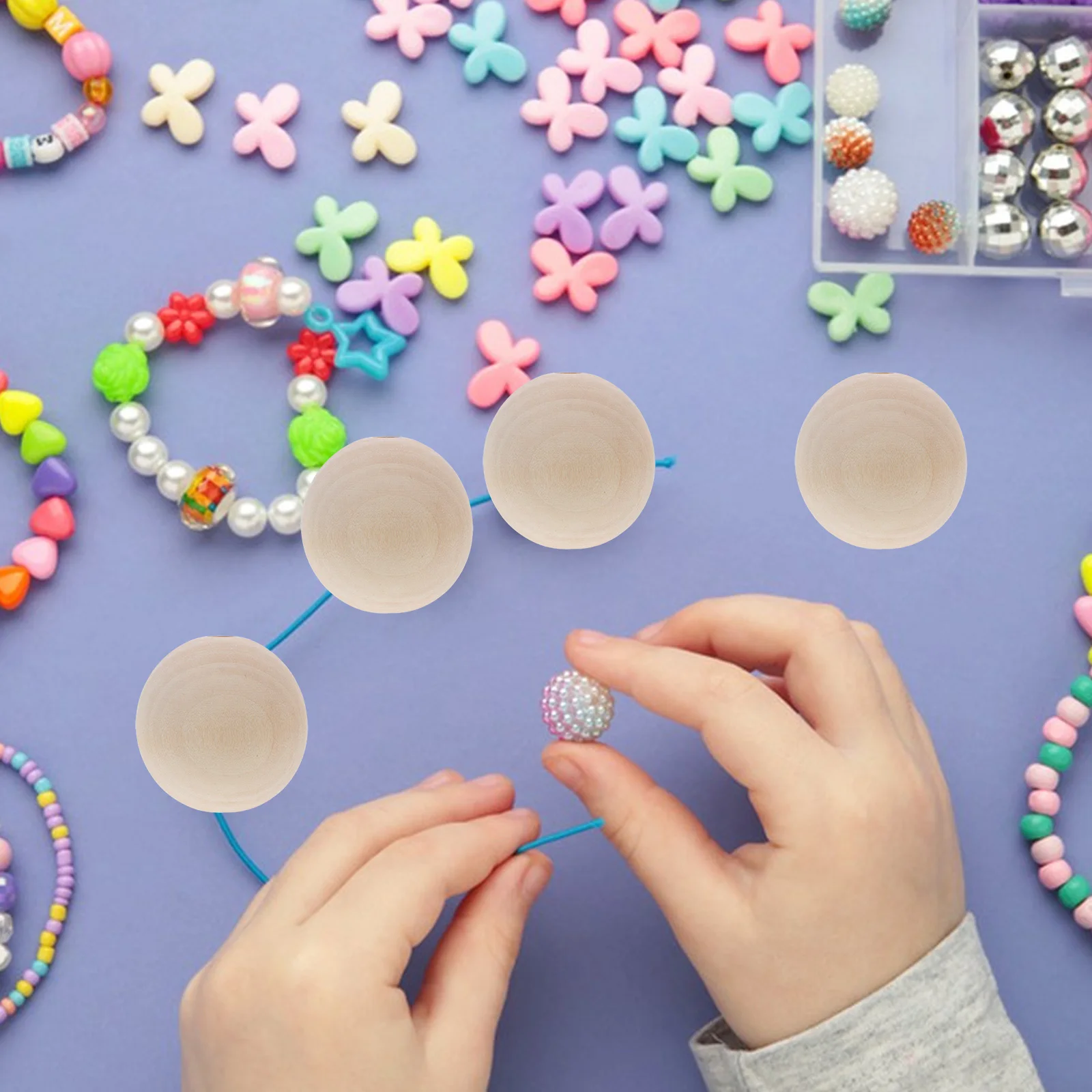 

10 Pcs Round Wood Wooden Craft Bracelet Necklace Earrings Charms Necklace Diy Beads Hair Braiding Beads Decorations