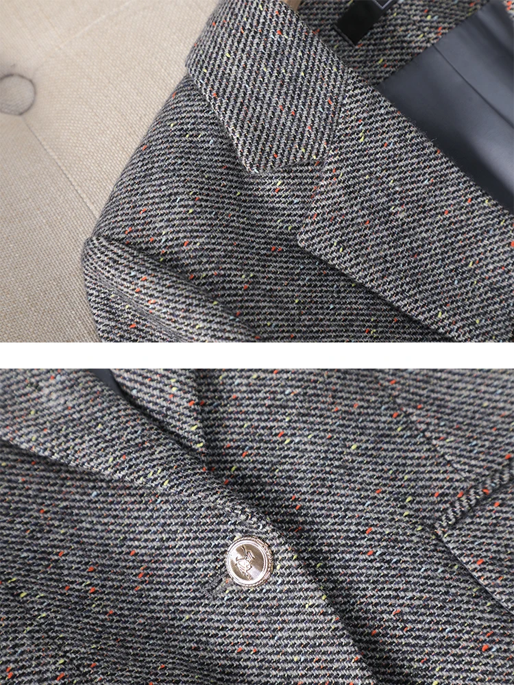 Fashion Gray Coffee Women's Winter Blazer Ladies Female Slim Formal Work Jacket Coat