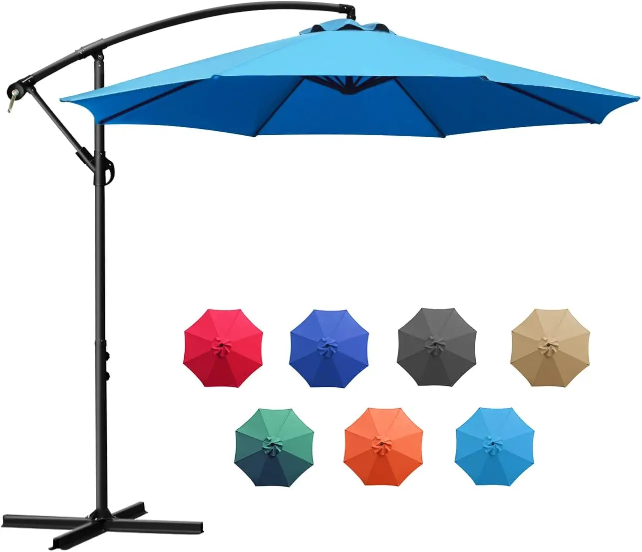 مظلة فناء ناتئ قابلة للتعديل في الهواء الطلق بطول 10 أقدام مع تصميم أوفست، أزرق - مثالية للحديقة، بجانب حمام السباحة، والاستخدام التجاري