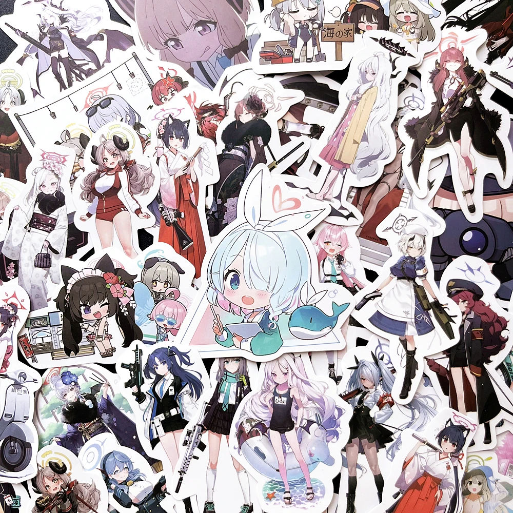 10/50Pcs Blue Archive Game Anime Stickers for Kids Durable Fun School Stationery Perfect for Notebooks Assorted Manga Designs