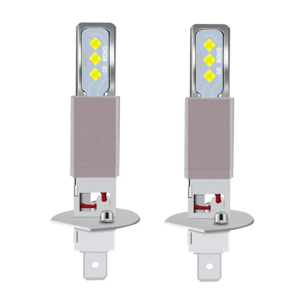 2Pcs 2525 20000LM H1 LED Headlight Bulb Car Head Fog Light 6500K White 12V-24V Super Bright Plug And Play Fanless