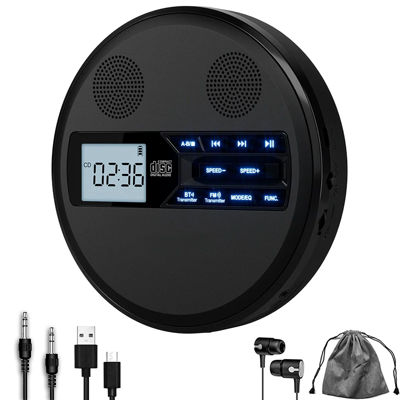 

Portable CD Player With Bluetooth Transimitting CD Player Portable With Speakers And Earbuds Discman Rechargeable With USB