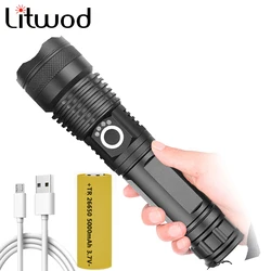 26650 Battery Powerful Led Flashlight XHP180 Super Bright 9-core Usb Rechargeable Zoomable Torch Light Lantern