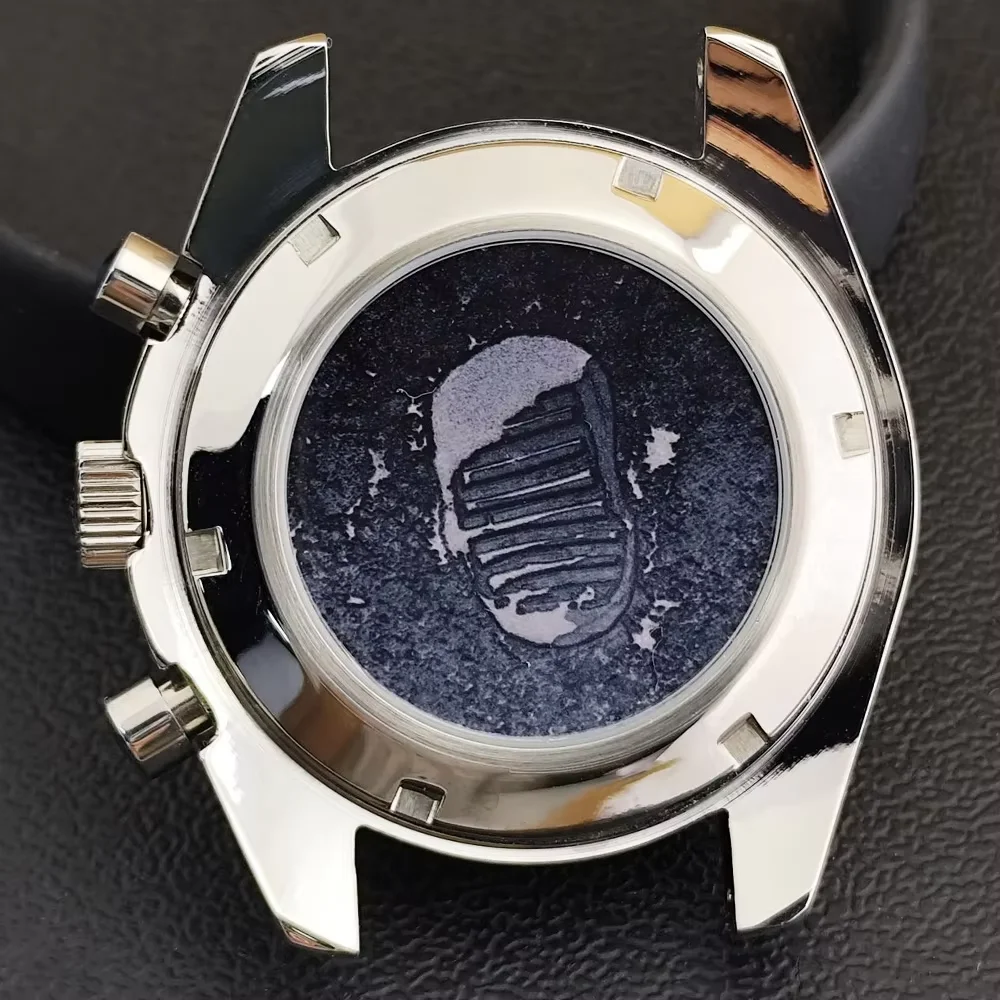 New 39.7mm Watch Stainless Steel Moon Back Cover Case FIT VK63 Movement Case Watch Accessories Suitable for 20mm Strap Watch Box