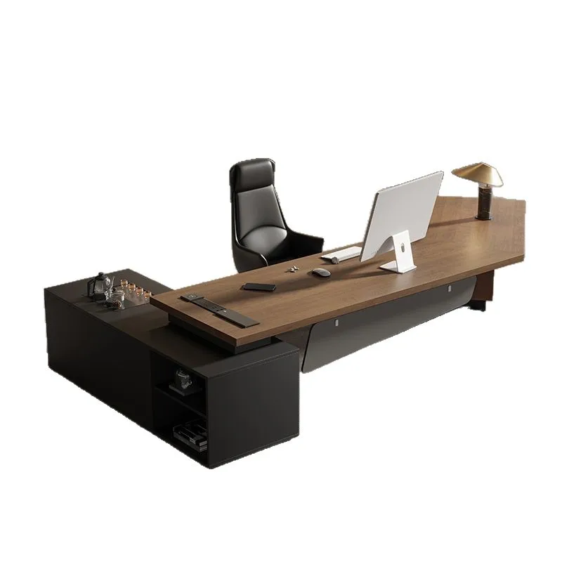 

Modern light luxury solid wood boss table large class desk business office computer simple