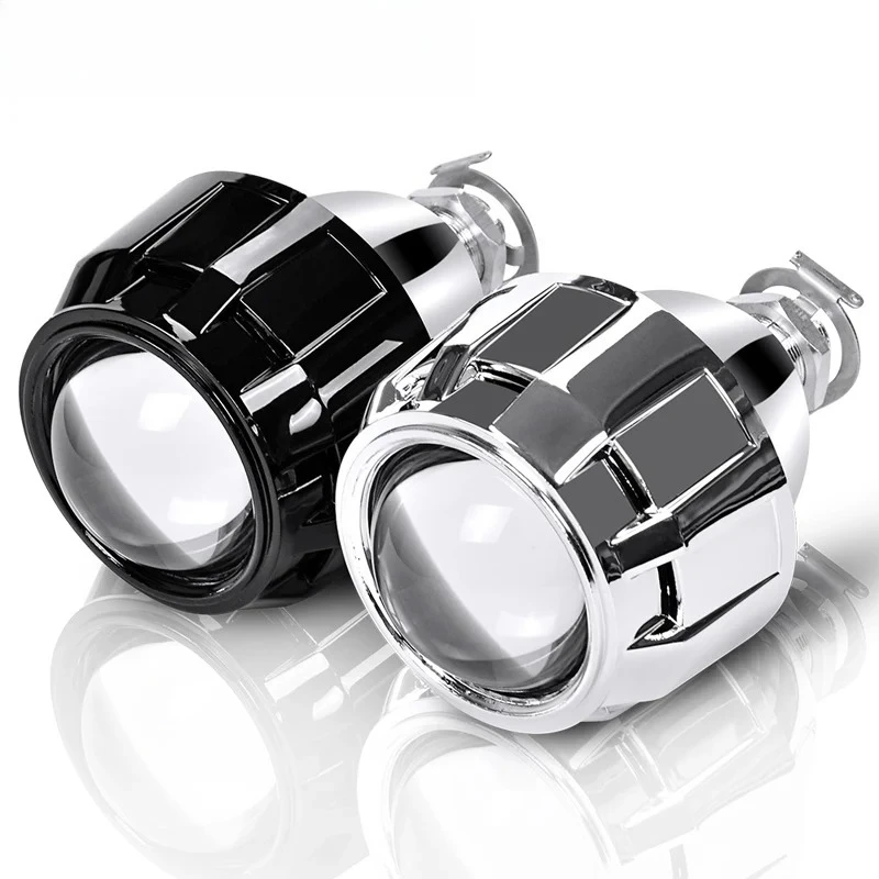 

110W 2Pcs 2.5 Inch Universal Bi Xenon HID Projector Lens Silver Black Shroud H1 Xenon LED Bulb H4 H7 Motorcycle Car Headlight