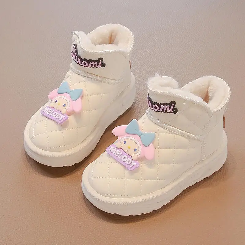 

Hot Sanrio Girl Kuromi Kawaii Fashion Thicken Cotton Boots Student Winter Keep Warm Anime Child Non-Slip Snow Boots New Style