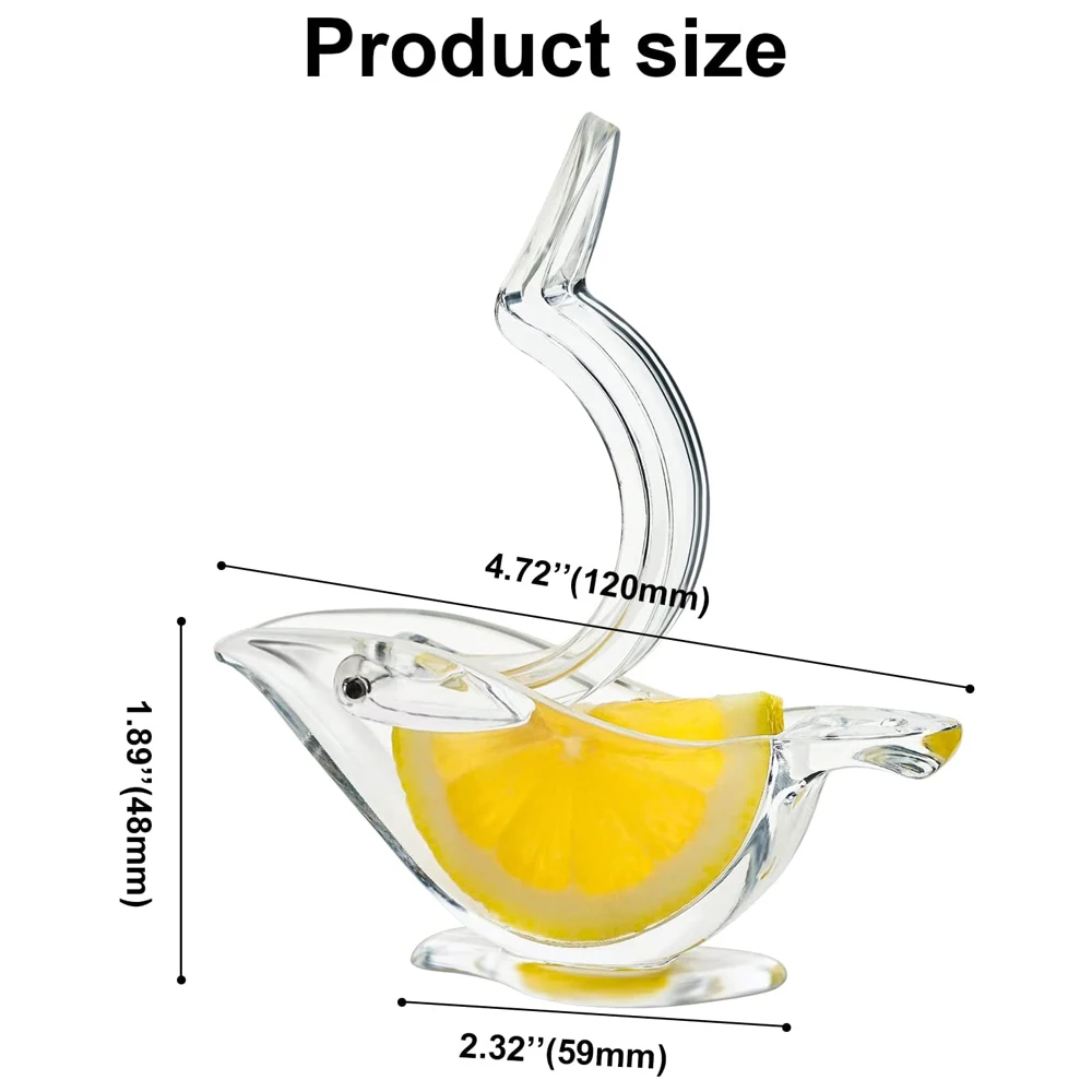 LMETJMA Manual Lemon Juicer Acrylic Manual Lemon Squeer Portable Bird Shape Orange Lemon Pomegranate Hand Juicer KC-0001