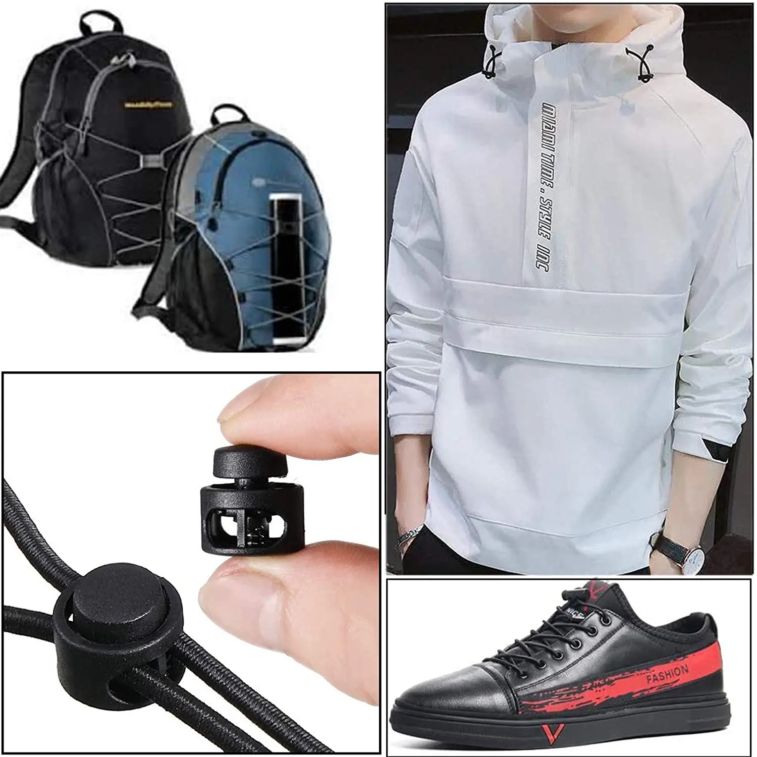 20/80pcs Professional DIY plastic spring fastener rope lock button stop button fastener slider shoelace clothing backpack