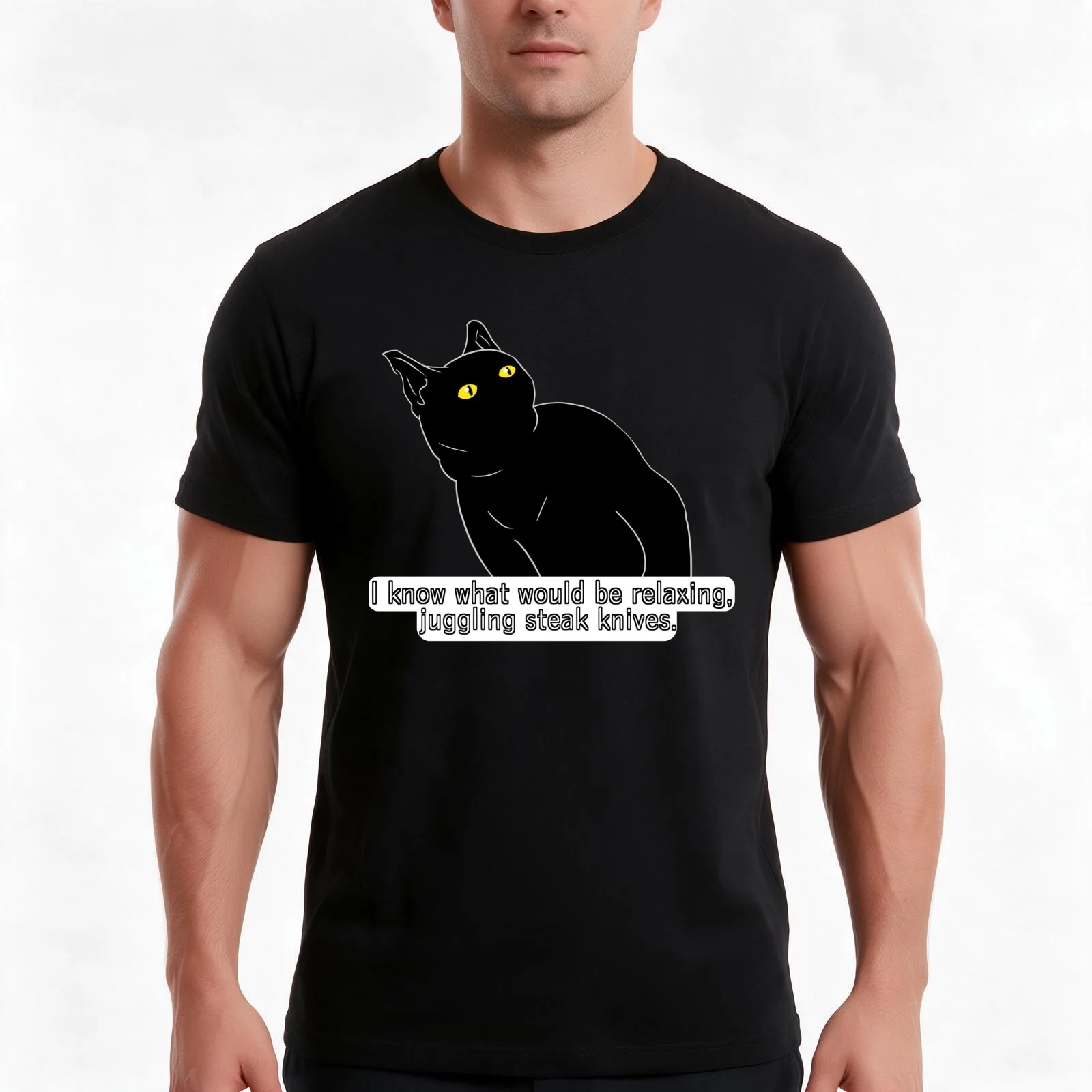 Juggling Steak Knives T-Shirt Summer Casual Cotton Tee Oversized Streetwear Tops Vintage Graphic Print Unisex Men Women