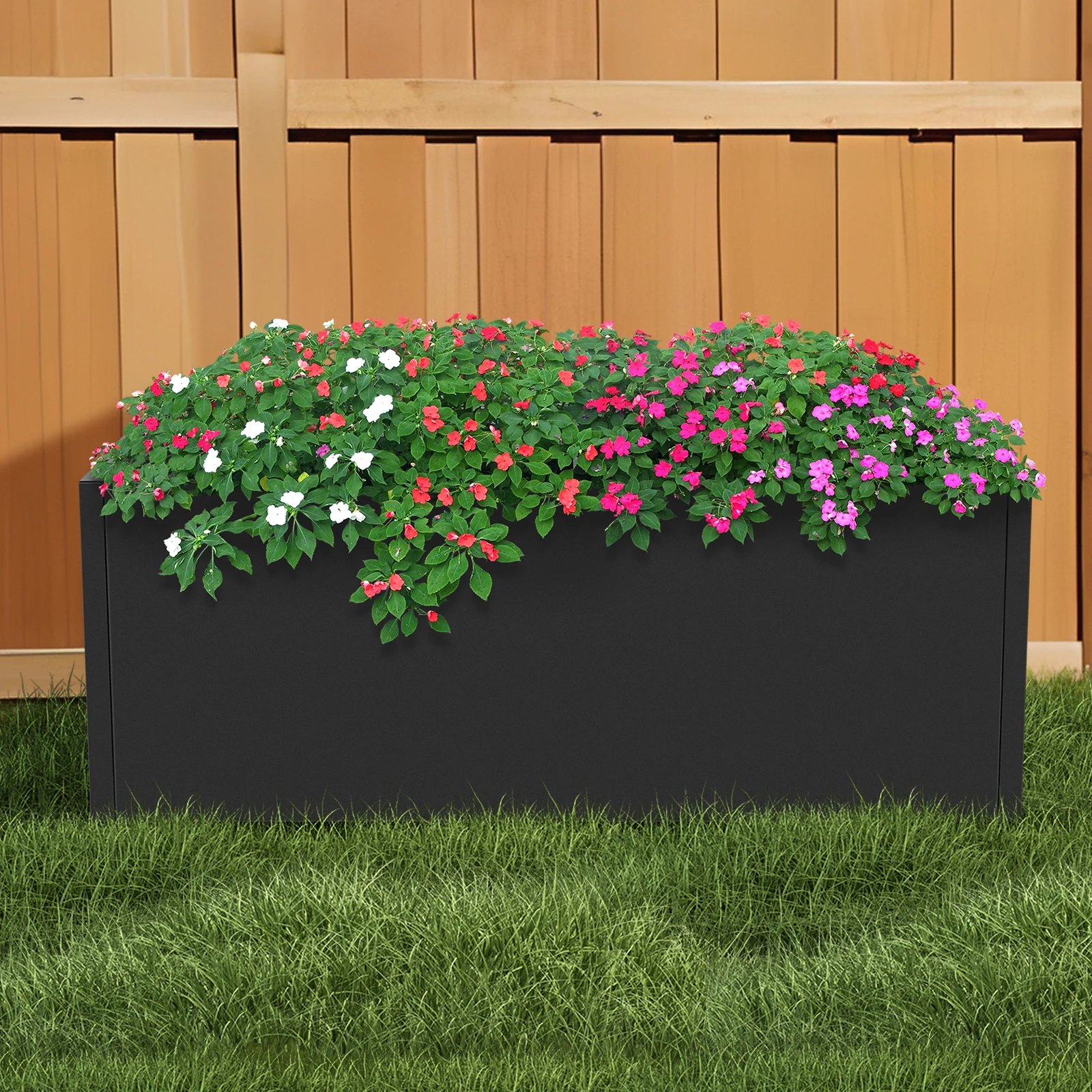 

96.5*38cm Floor Standing Outdoor Modern Planter Rectangular Steel Planter Box Gardens Halls Terraces Pool Areas