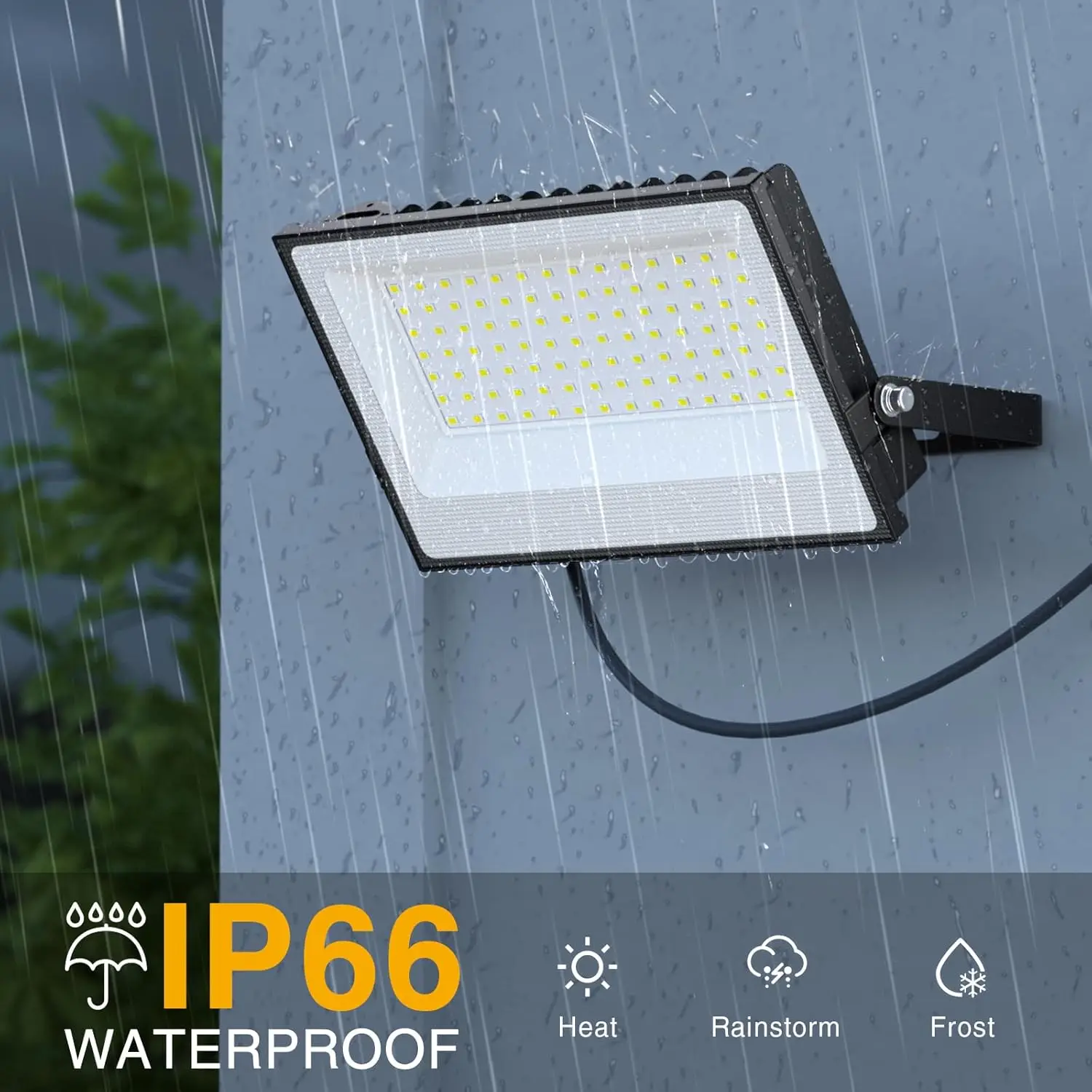 120W LED Flood Light, 12000lm Bright Outdoor Work Light with Plug, IP66 Waterproof for Yard Garage Stadium