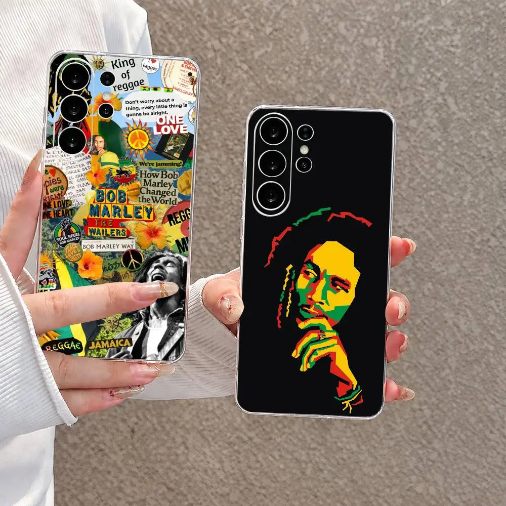 Bob M-Marley Rasta L-Lion gift Phone Case Transparent Silicone Soft For Samsung S25,S24,S21,S22,S23,S30,Ultra,S20,Plus,Fe