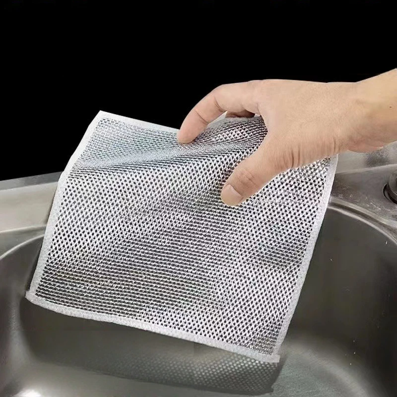 2-In-1 Upgrade Magic Cleaning Cloth Thickened Double sided Steel Wire Rag Bamboo Charcoal Dish Washdishing Cloths Towel Clean