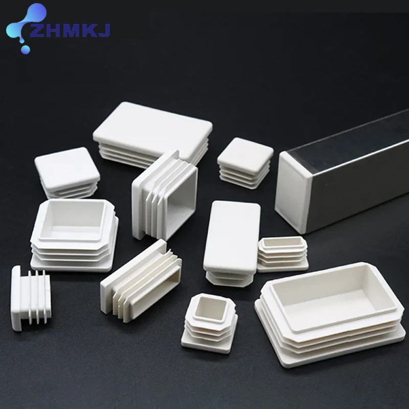 15*15mm-50*100mm White Plastic Square Caps Inner Plug Protection Gasket Dust Seal End Cover Caps For Pipe Furniture