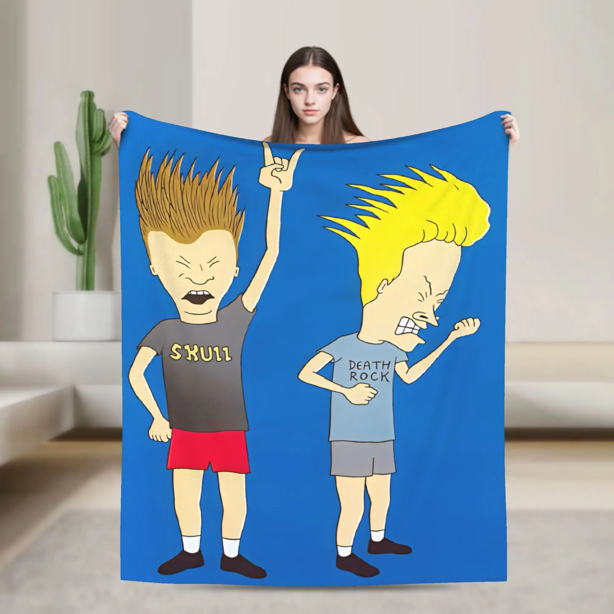 Beavis And Butt Head Rock Gesture Super Soft Blankets Travel Car Bedding Throws Couch Chair Flannel Bedspread Sofa Bed Cover