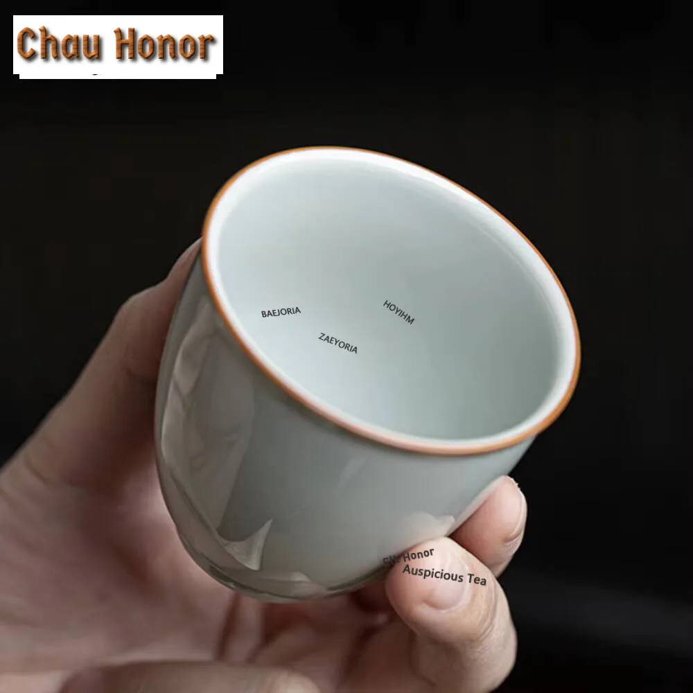 2pc/set Handmade Old Blue Ceramic Tea Cups Chinese Outline in Gold Master Cups Personal Tea Bowl Chazhan Kung Fu Teaset 90ml