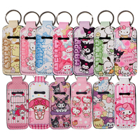 Kawaii Animals Lip Balm Holder Keychain Clip On Lipstick Sleeve Holder Women's Key Rings Bag Charms Travel Accessories