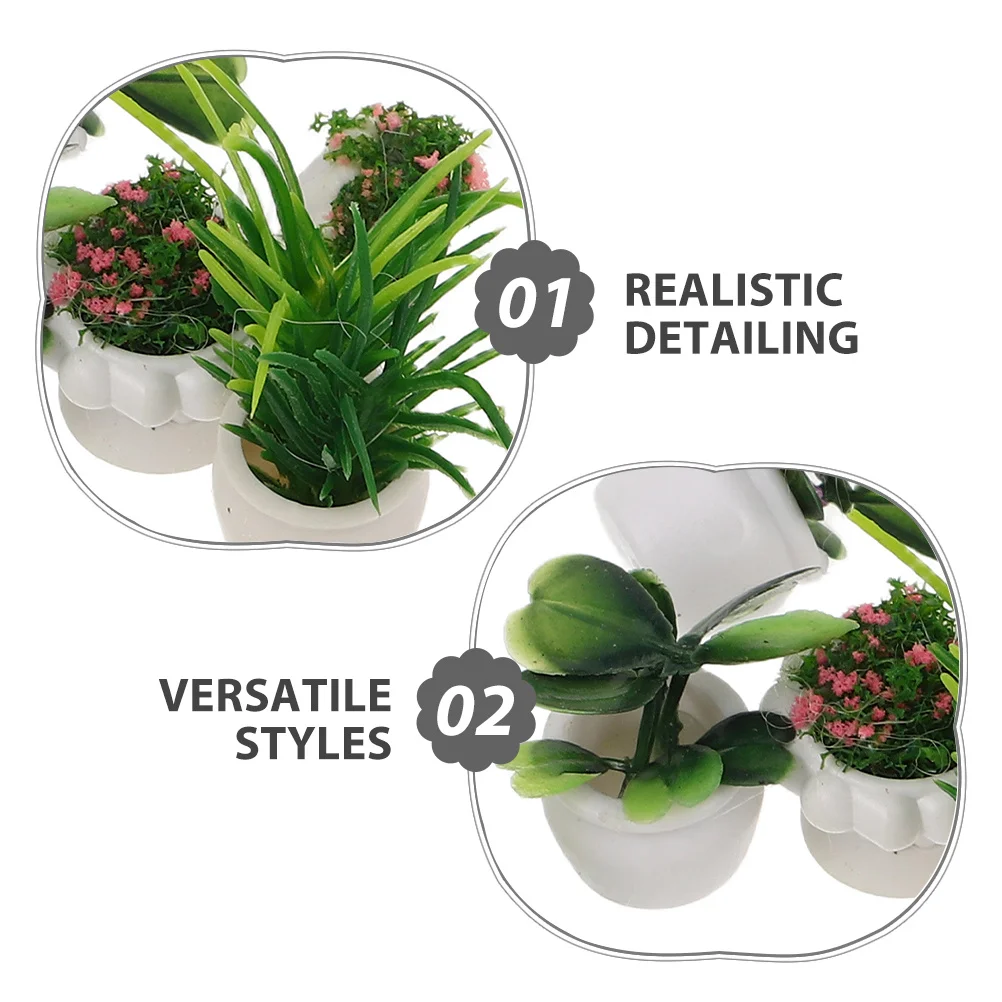 22 قطعة نباتات مصغرة ديكور بونساي اصطناعي واقعي لبيت الدمى حديقة سطح المكتب بوعاء الخضرة ساحة المناظر الطبيعية الصغيرة