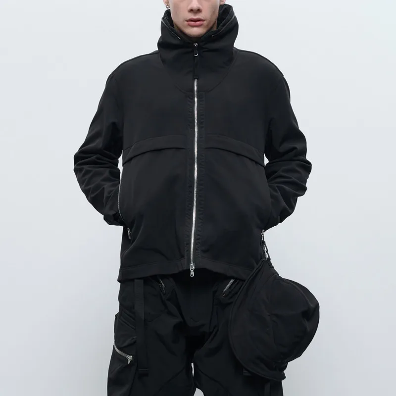 HKSH Autumn Winter New Men's Trendy Dark Zippers Fleece Soft Jacket Hat Detachable Design Fashion Niche Punk Casual Coat HK19067