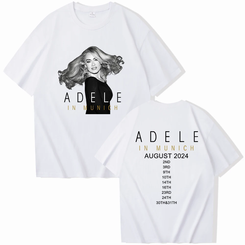 T-Shirt da donna 2024 Summer Adele Munich Tour girocollo allentata moda Casual Plus Size Fan abbigliamento camicia a maniche corte