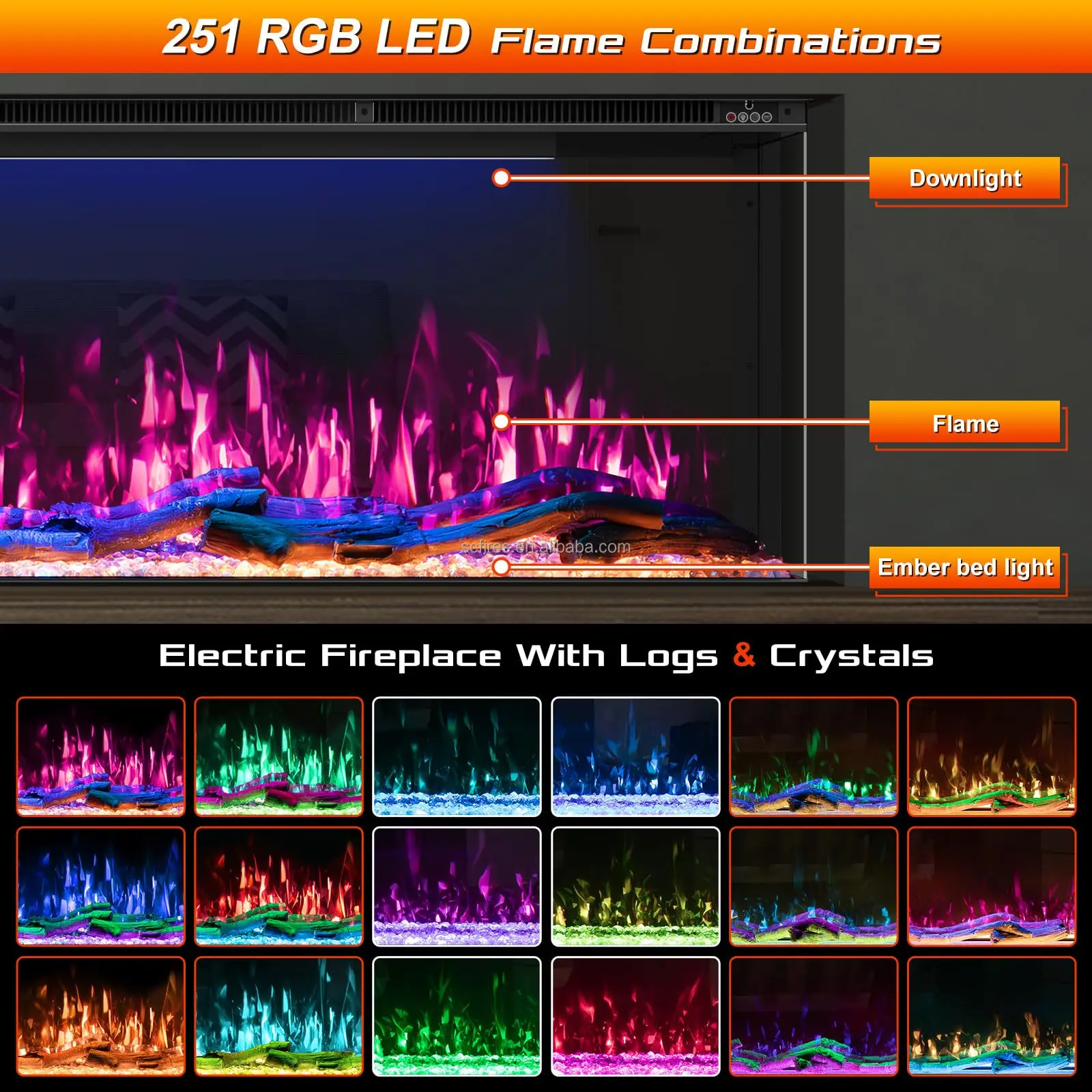 Factory Electric Fireplace Heater  Design Fireplace Realistic LED Flames  with Thermostat Electric Heater for Home