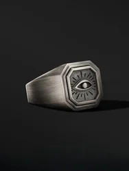New Silver Color Devil's Eye Ring for Men's Trendy Small, Retro Personalized Hip Hop Gift Jewelry