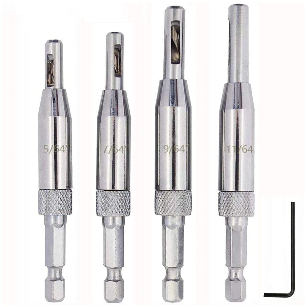 

4Pcs HSS Door Window Cabinet Self Centering Hinge Drill Bits Set Center Hinge Drill Bit Mill Tool