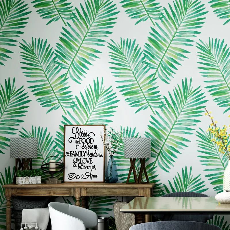 Nordic Style Wallpaper Ins Southeast Asian Banana Leaf Tropical Rainforest Plant Living Room Bedroom TV Background Wall Paper