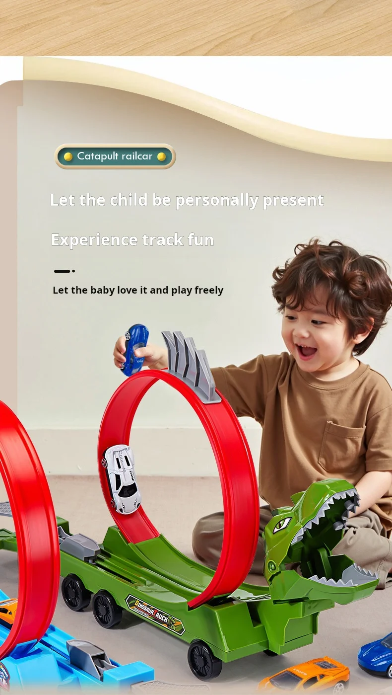 Dinosaurier Track Auto Schiebe Eisenbahn Spielzeug Shark DIY Montiert Schiene Kinder Spielen Fahrzeuge Pädagogisches Spielzeug Für Jungen Geschenk – Detail 3
