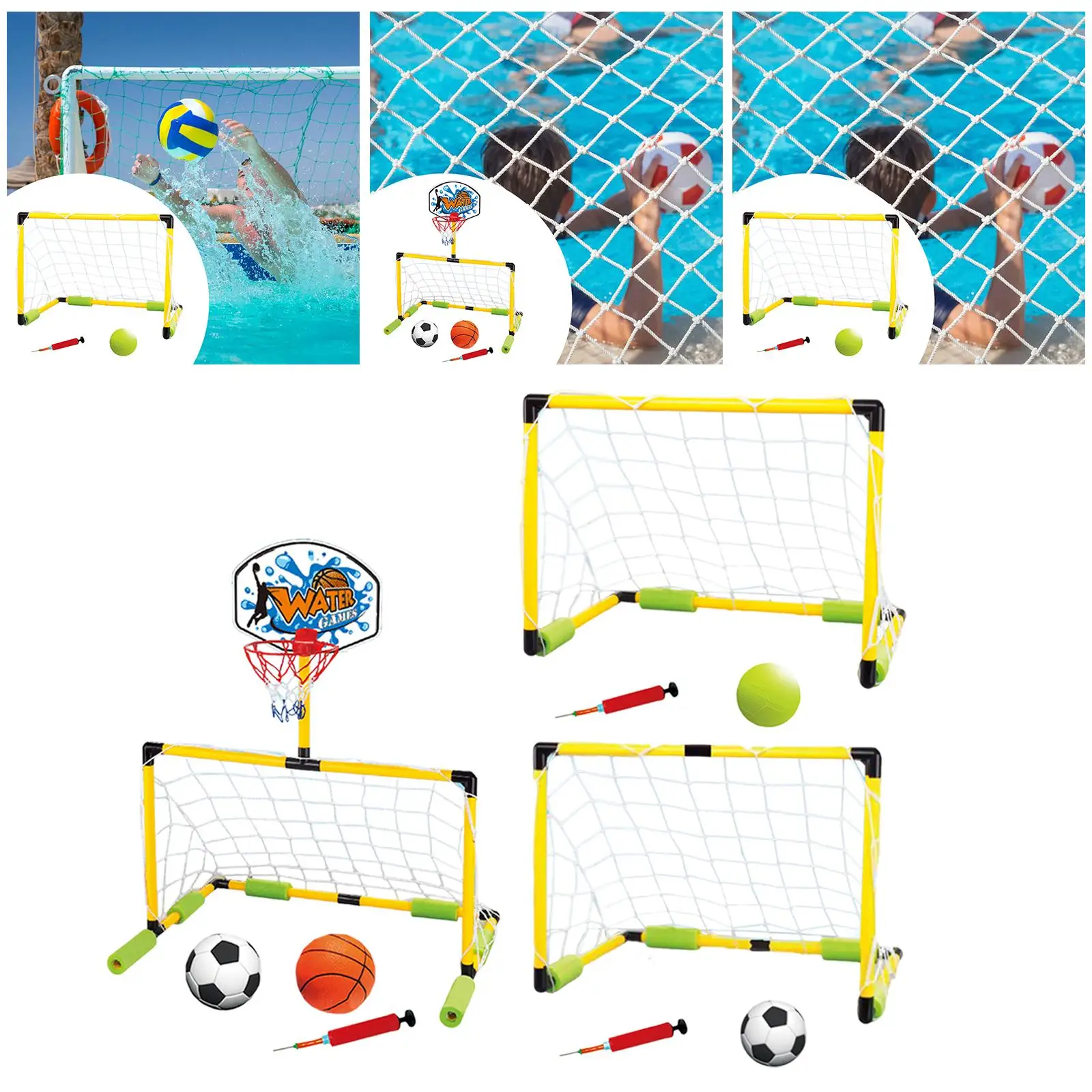 Water Sports Game Set Inflatable Pool Soccer Goal with Ball and Pump for Kids Ages view 5