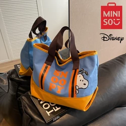 MINISO Disney Series Snoopy Cartoon słodka torebka duża pojemność torba na ramię torba Crossbody płócienna Tote torba damska torba płócienna