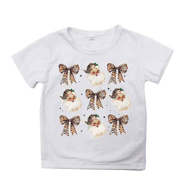 بلوزة برقبة دائرية مطبوعة إبداعية لعيد الميلاد، تي شيرت عالي الشارع عصري وعصري للأطفال ملابس أطفال ملابس بنات