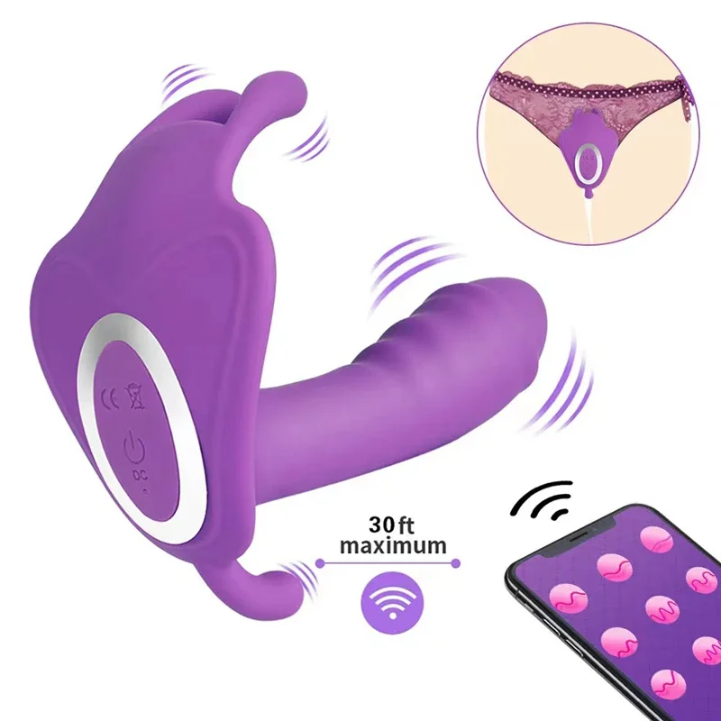 Wearable Dildo Vibrator For Women Wireless Remote Control Masturbator G Point Invisible Butterfly Vibrator Adult Toy