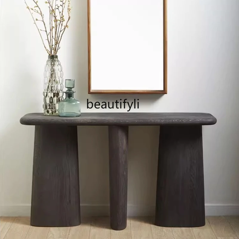 

French Style Console Tables Entrance Cabinet Retro Mid-Ancient Solid Wood Living Room Strip Table