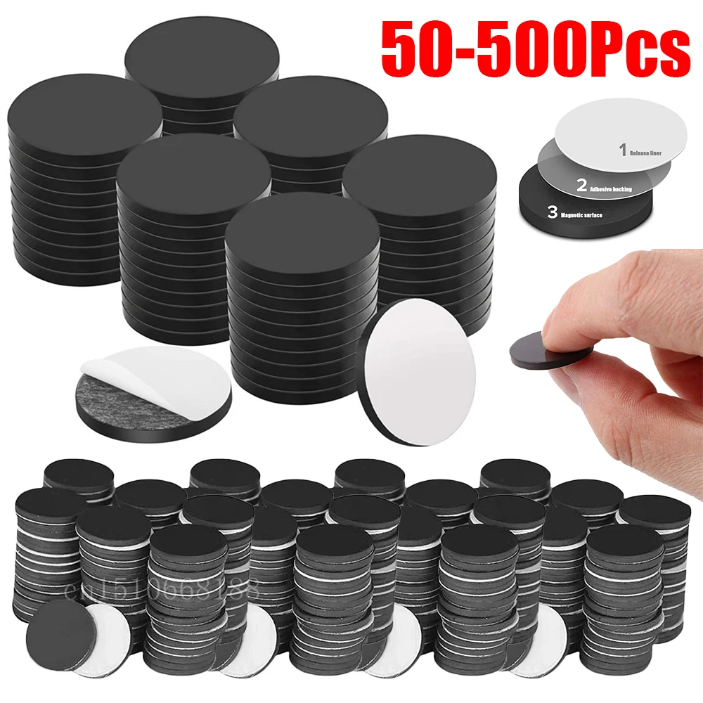 

50-500Pcs Magnetic Round Self Adhesive Disc Magnets Round Rubber Soft Magnetic Sheet 20X2mm for Refrigerator Office DIY Projects