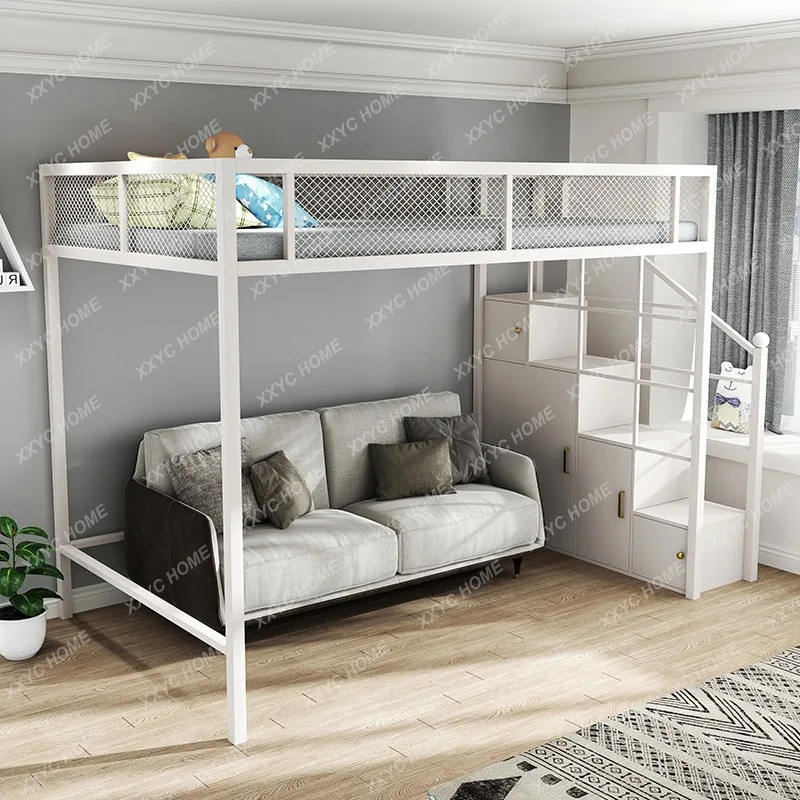 XX Wrought iron elevated Multifunctional children's Simple modern space-saving bed