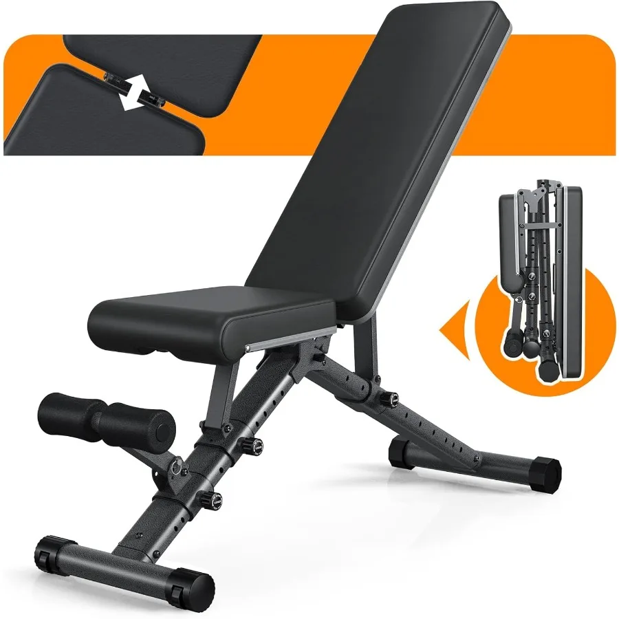

Foldable Weight Bench for Full Body Workout with Adjustable Incline Decline Design Fully Upright Backrest Multi-Purpose Fitness