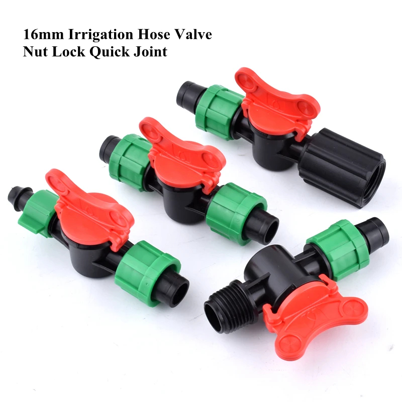 16mm Green Latch Valve Watering Irrigation Hose Ball Valve Flow Control Joint Labyrinth Rain Drip Hose Garden Water Pipe Joint