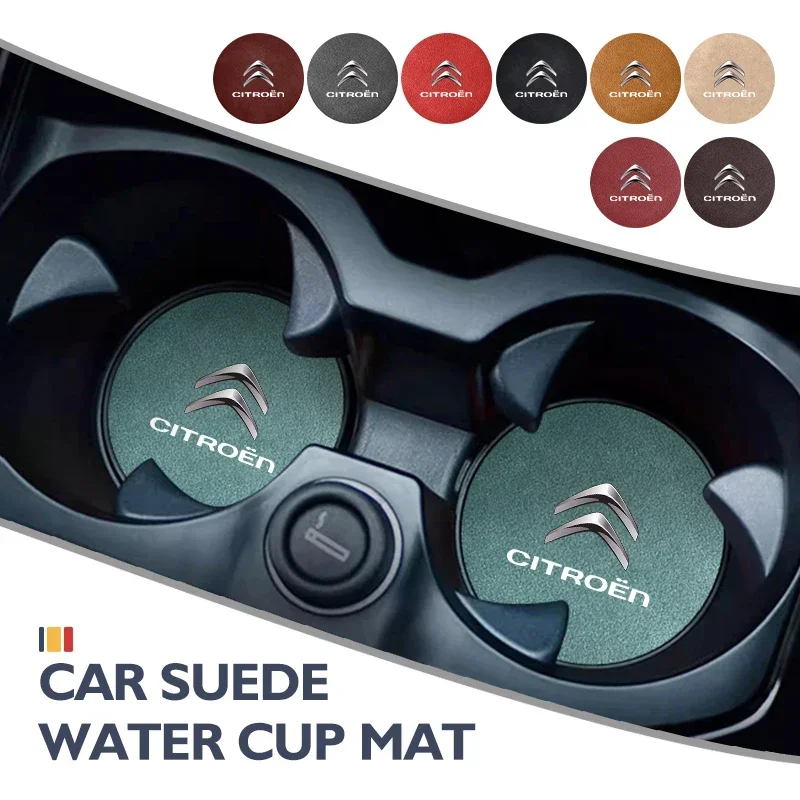 Car Coaster Cup Slot Pad Suede Anti-Slip Interior Water Cup Mat For Citroen C5 C1 C2 C6 C4L DS3 DS4 DS5 C-Elysee Grand Berlingo