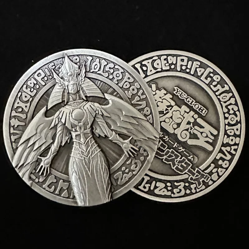 เหรียญโลหะยูกิโอ บลูอายส์ ไวท์ ดราก้อน เอ็กโซเดีย เทพอียิปต์ คุริคาระ ดิวินคาร์เนท ของเล่นแอคชั่นฟิกเกอร์ อนิเมะ เกม คอลเลคชั่น