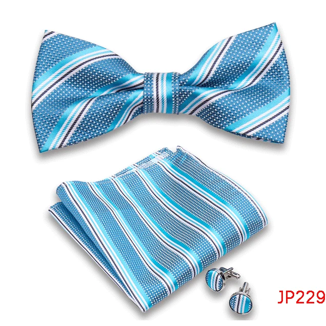 Klassische Herren Fliege Taschentuch Manschettenknöpfe Set Jacquard Fliege für Mann Hochzeit Business Schmetterling Knoten Geschenk Mann Zubehör – Detail 31