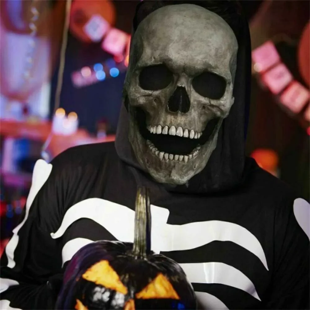 

Full Face Head Skull Mask Movable Jaw Skeleton Mask Halloween Costume Horror Evil Call Of Duty Mask Cosplay Helmet Dropshipping