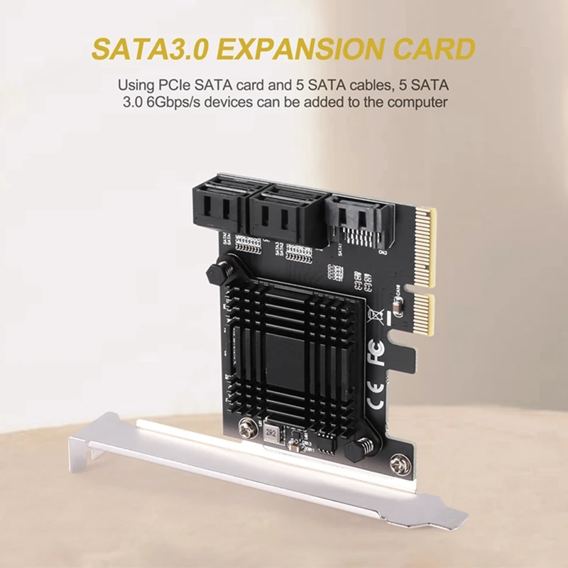 PCIE To 5-Port SATA III 6 Gbps SATA Controller Expansion Card JMB585 Computer Chassis Adapter Card