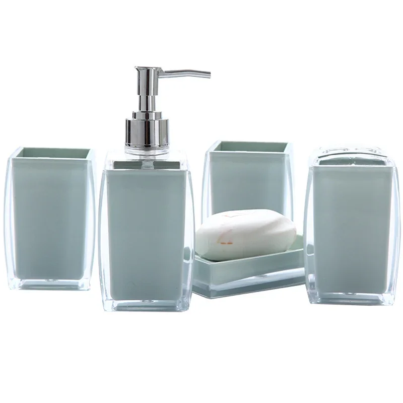 Acrylic 5 set bathroom accessories set soap bottle mouth cup soap dish cup toothbrush holder case ball boy householy