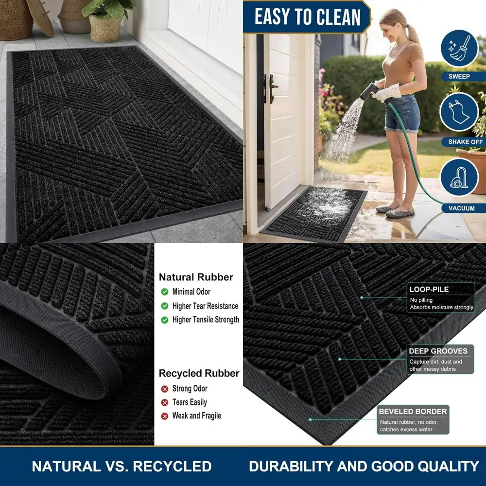 

Durable Outdoor Entrance Mat, Natural Rubber, Captures Dirt and Moisture, Easy Maintenance, Low Profile Design