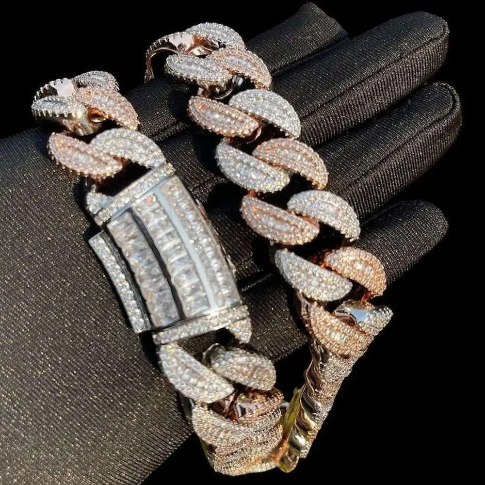 

Cuban Chain Necklace Iced Out Diamond Chain Pass Diamond Tester Hip Hop 925 Sterling Silver 316 Stainless Steel Moissanite 1pcs