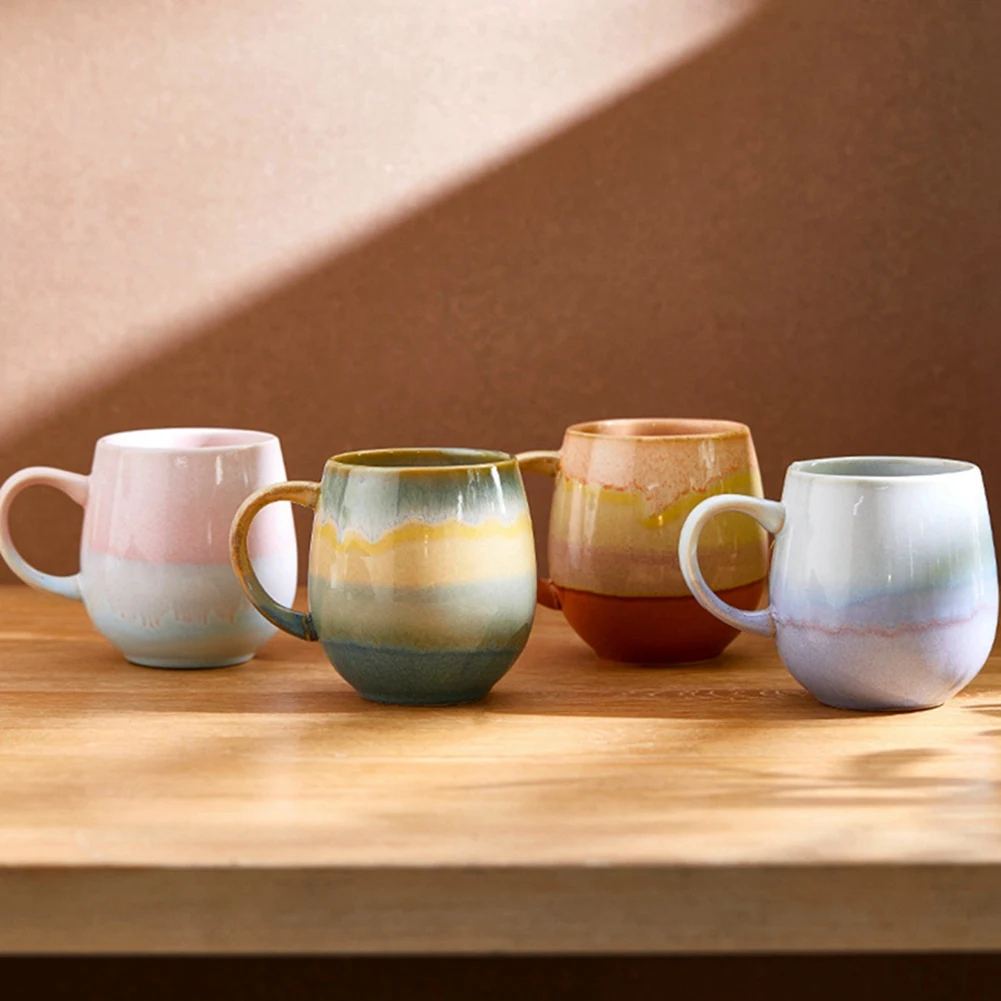 

Practical-520Ml Simple Gradient Color Mug Coffee Milk Handle Mug Drinking Oats Cup Water Juice Teacup,Pink And White Eas