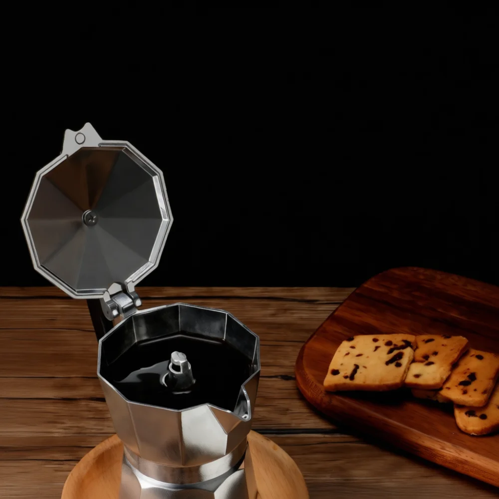 Italian Espresso Maker Aluminum Mocha Pot Dual Valve Coffee Percolator Stovetop Espresso Machine Octagonal Kitchen Tool