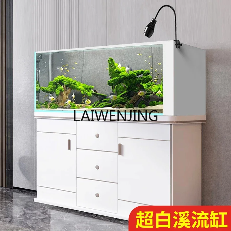 LYN fish tank aquarium ecological water-free ultra-white glass side filter belt bottom cabinet stream tank